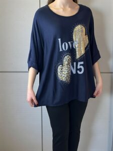 Chic Μπλούζα με Στάμπα και Μανίκι Τρία Τέταρτα