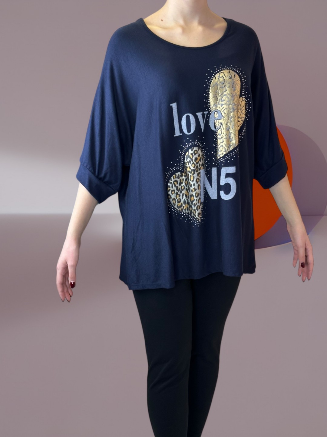 Chic Μπλούζα με Στάμπα και Μανίκι Τρία Τέταρτα Chic Μπλούζα με Στάμπα και Μανίκι Τρία Τέταρτα