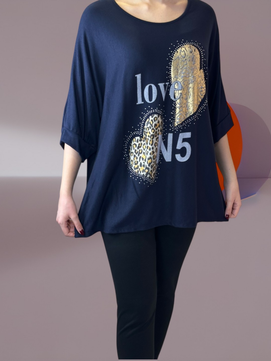 Chic Μπλούζα με Στάμπα και Μανίκι Τρία Τέταρτα Chic Μπλούζα με Στάμπα και Μανίκι Τρία Τέταρτα