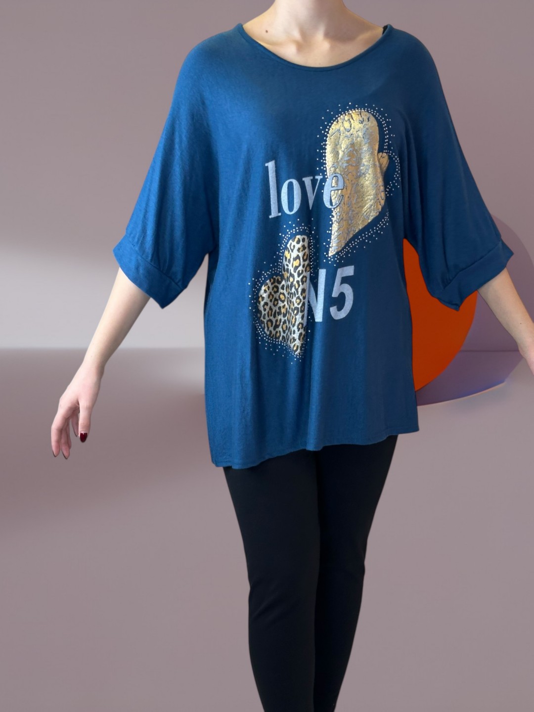 Chic Μπλούζα με Στάμπα και Μανίκι Τρία Τέταρτα Chic Μπλούζα με Στάμπα και Μανίκι Τρία Τέταρτα