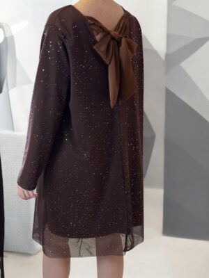 Καφέ Φόρεμα με Δέσιμο στην Πλάτη