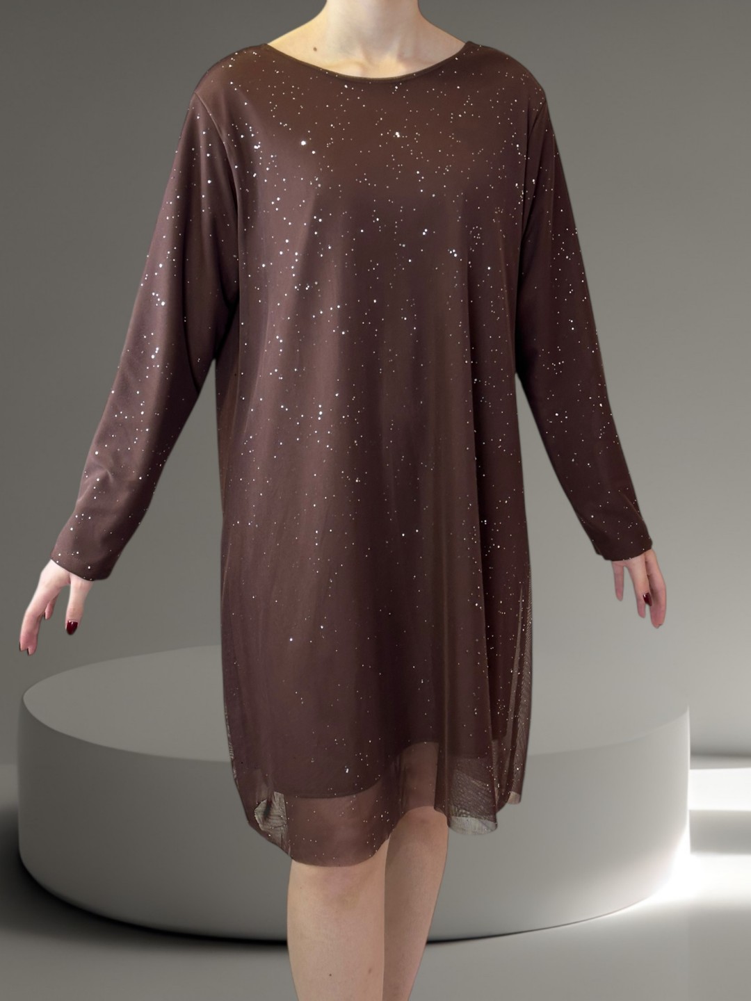 Καφέ Φόρεμα με Δέσιμο στην Πλάτη Καφέ Φόρεμα με Δέσιμο στην Πλάτη