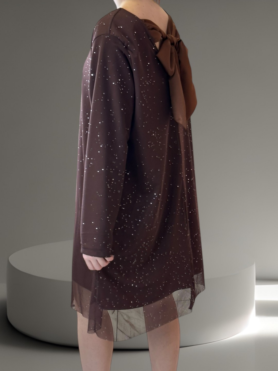 Καφέ Φόρεμα με Δέσιμο στην Πλάτη Καφέ Φόρεμα με Δέσιμο στην Πλάτη