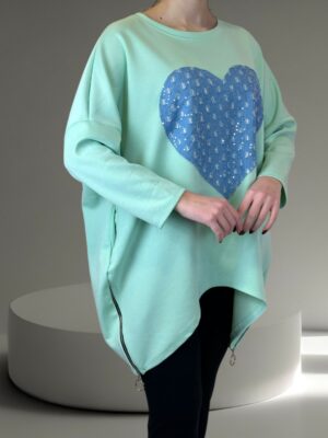 Minimal Sweatshirt με Denim Heart