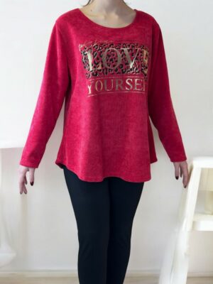 Κοτλέ Μπλούζα Κόκκινη με Στάμπα