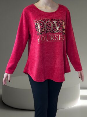 Κοτλέ Μπλούζα Κόκκινη με Στάμπα