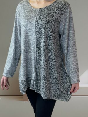 Everyday Chic Μπλούζα με Λεοπάρ Διχρωμία