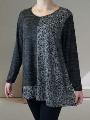 Everyday Chic Μπλούζα με Λεοπάρ Διχρωμία