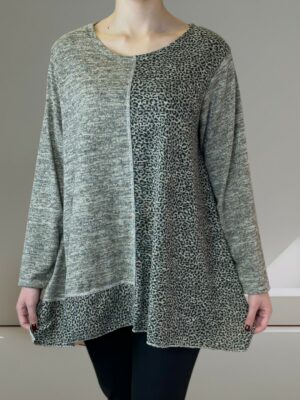 Everyday Chic Μπλούζα με Λεοπάρ Διχρωμία
