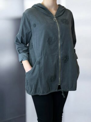 Ρομαντική Ζακέτα με 3D Ανάγλυφα Λουλούδια