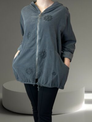 Ρομαντική Ζακέτα με 3D Ανάγλυφα Λουλούδια