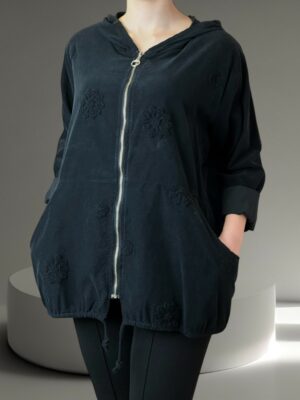 Ρομαντική Ζακέτα με 3D Ανάγλυφα Λουλούδια