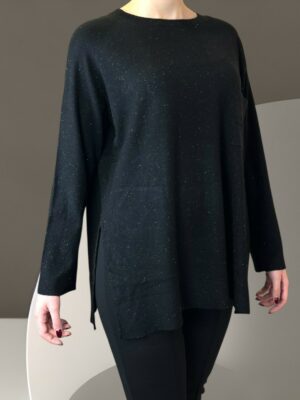 Premium Πουλόβερ V με Λαμπερή Ασημί Κλωστή