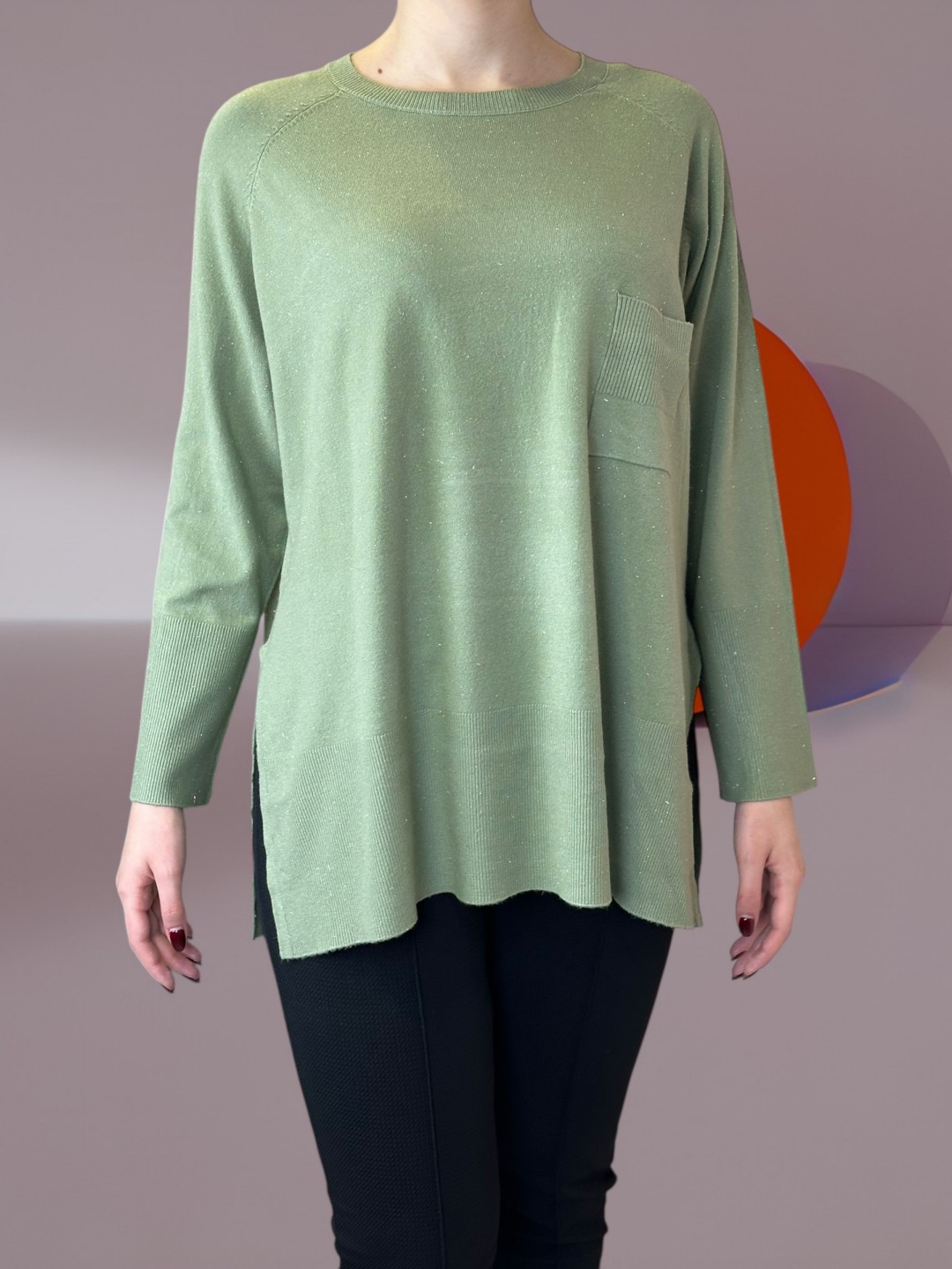 Premium Πουλόβερ V με Λαμπερή Ασημί Κλωστή Premium Πουλόβερ V με Λαμπερή Ασημί Κλωστή