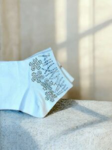 Floral Κάλτσες με Λαμπερά Στρας