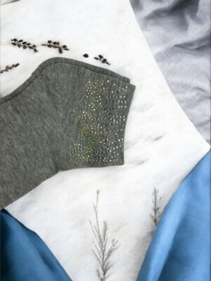 Floral Κάλτσες με Λαμπερά Στρας<br/><small class="dmm_sku">Κωδικός προϊόντος: 8869-γκρι</small>