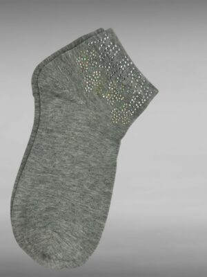 Floral Κάλτσες με Λαμπερά Στρας<br/><small class="dmm_sku">Κωδικός προϊόντος: 8869-γκρι</small>