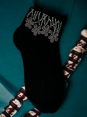 Floral Κάλτσες με Λαμπερά Στρας<br/><small class="dmm_sku">Κωδικός προϊόντος: 8869-μαυρο</small>