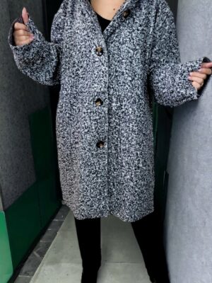 Γυναικείο παλτό μακρύ χνουδωτό με κουκούλα<br/><small class="dmm_sku">Κωδικός προϊόντος: 7214-γκρι</small>