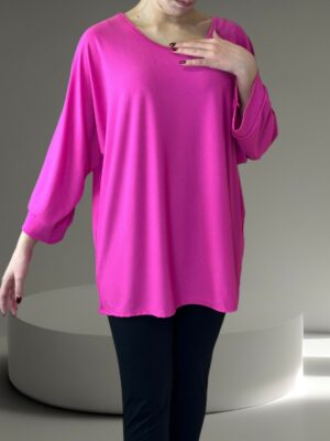 Κομψή μπλούζα plus size με 3/4 μανίκι<br/><small class="dmm_sku">Κωδικός προϊόντος: 7381-φουξ</small>