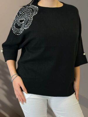 Μπλούζα με glam λεπτομέρεια στρας στον ώμο<br/><small class="dmm_sku">Κωδικός προϊόντος: 8226-μαυρο</small>