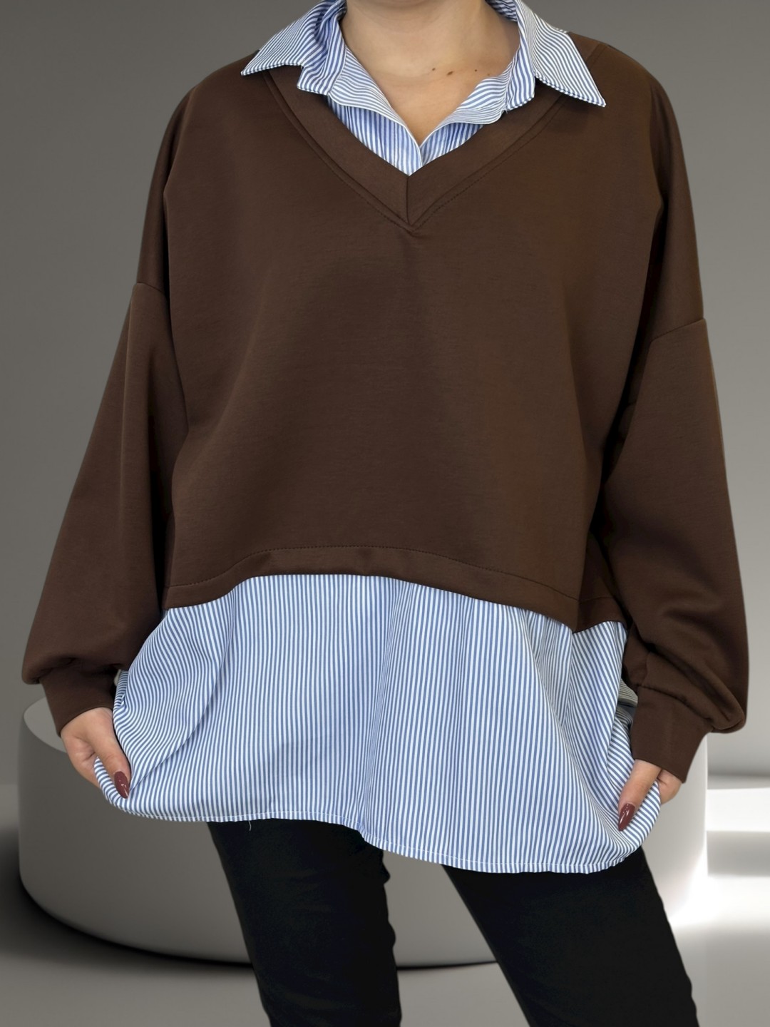 Viral μπλούζα 2 σε 1 με πουκάμισο