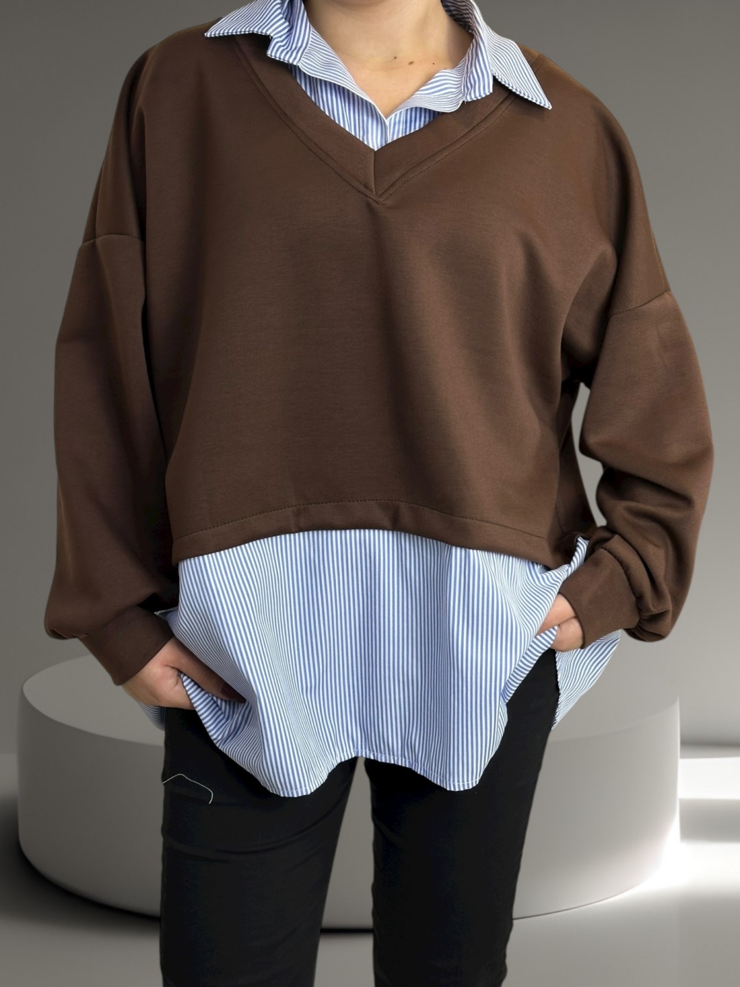 Viral μπλούζα 2 σε 1 με πουκάμισο