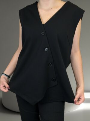 Minimal γιλέκο σε ποντοστόφα με μοντέρνα γραμμή<br/><small class="dmm_sku">Κωδικός προϊόντος: 8273-μαυρο</small>