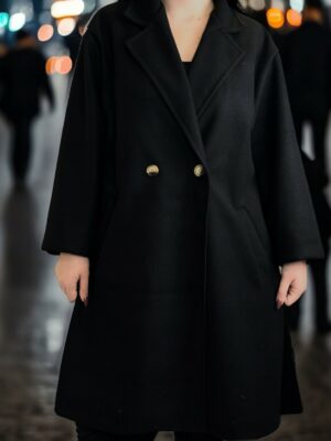 Κομψό παλτό χωρίς ζώνη με κουμπιά<br/><small class="dmm_sku">Κωδικός προϊόντος: 8312-μαυρο</small>