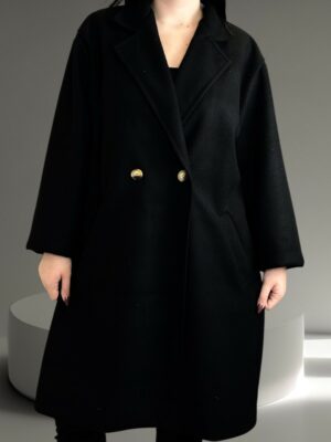 Κομψό παλτό χωρίς ζώνη με κουμπιά<br/><small class="dmm_sku">Κωδικός προϊόντος: 8312-μαυρο</small>