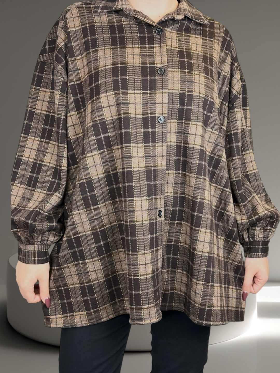 Πουκάμισο pied de poule με γιακά και κουμπιά