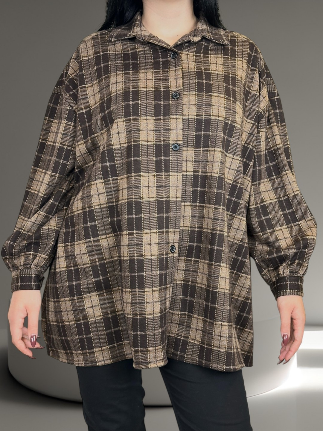 Πουκάμισο pied de poule με γιακά και κουμπιά