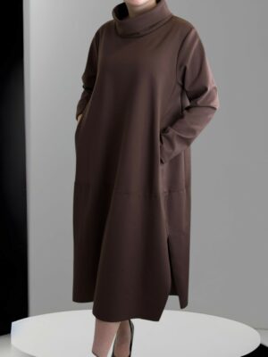 Φόρεμα με Μισό Ζιβάγκο – Κομψό και Θηλυκό<br/><small class="dmm_sku">Κωδικός προϊόντος: 8322-καφε</small>