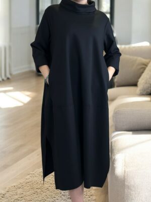 Φόρεμα με Μισό Ζιβάγκο – Κομψό και Θηλυκό<br/><small class="dmm_sku">Κωδικός προϊόντος: 8322-μαυρο</small>