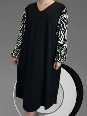 Μοντέρνο Φόρεμα με Ζέβρα Λεπτομέρεια στα Μανίκια<br/><small class="dmm_sku">Κωδικός προϊόντος: 8328-μαυρο</small>