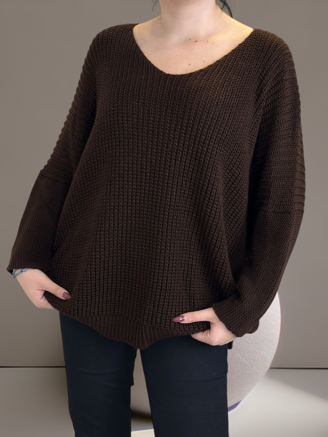 Μπλούζα Πλεκτή με V Ιδανική για Layering