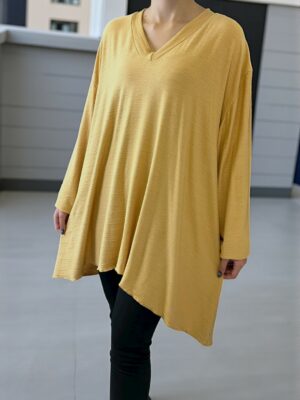 Κομψό μπλουζοφόρεμα πλεκτής υφής με V λαιμό