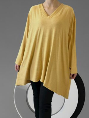 Κομψό μπλουζοφόρεμα πλεκτής υφής με V λαιμό