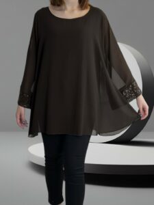 Elegant Μπλούζα από Μουσελίνα με Λαμπερές Παγιέτες