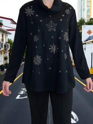 Μπλούζα Ζιβάγκο με Απαλή Γραμμή και Χιονισμένα Στρας