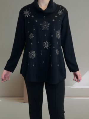 Μπλούζα Ζιβάγκο με Απαλή Γραμμή και Χιονισμένα Στρας