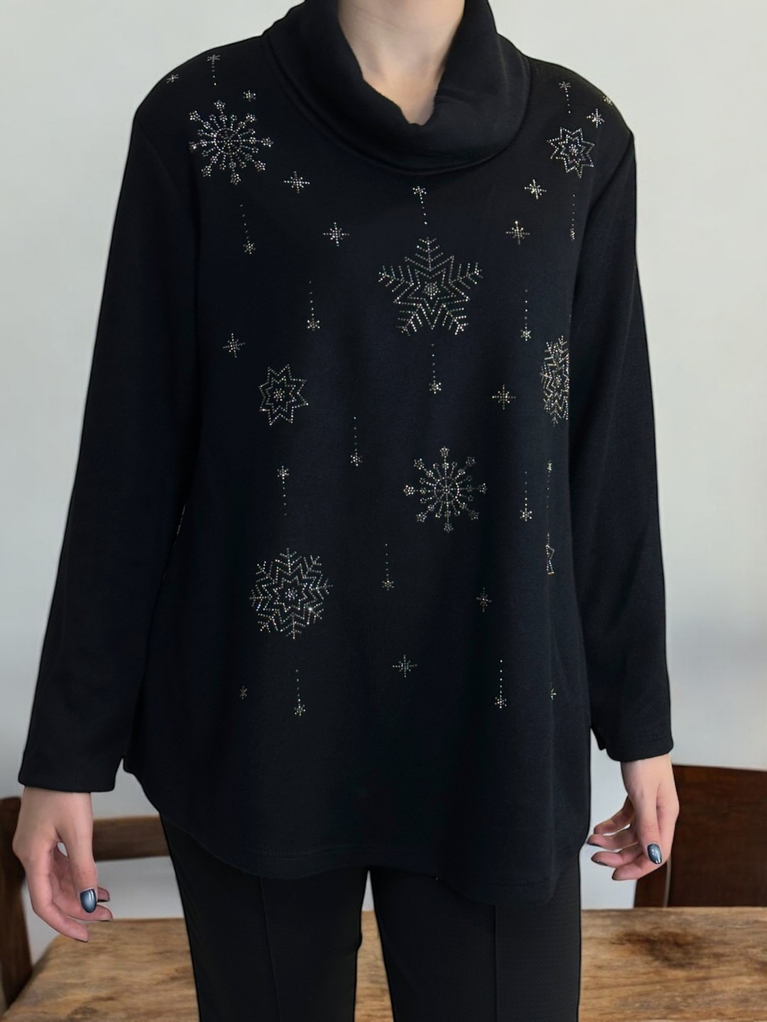 Μπλούζα Ζιβάγκο με Απαλή Γραμμή και Χιονισμένα Στρας