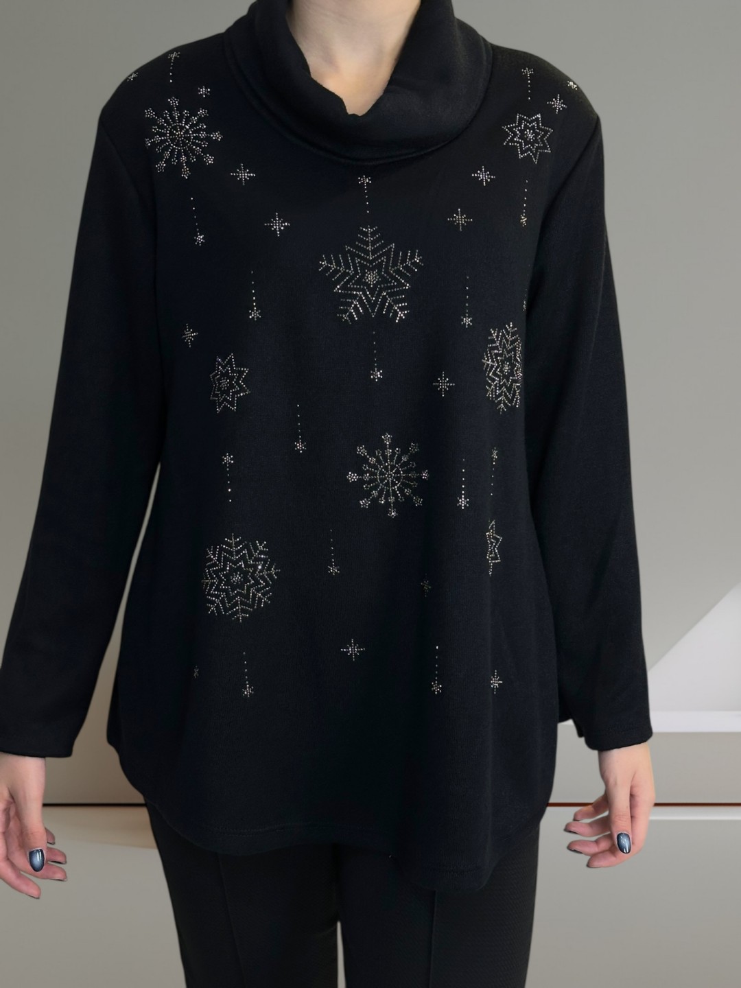 Μπλούζα Ζιβάγκο με Απαλή Γραμμή και Χιονισμένα Στρας