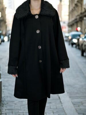 Γυναικείο Παλτό με Γούνινο Γιακά<br/><small class="dmm_sku">Κωδικός προϊόντος: 8699-μαυρο</small>