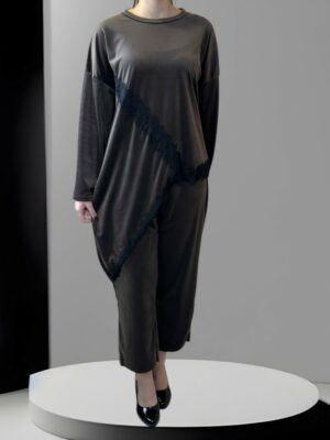 Elegant Ασύμμετρο Σετ με Εκλεπτυσμένη Δαντέλα<br/><small class="dmm_sku">Κωδικός προϊόντος: 8750-καφε1</small>