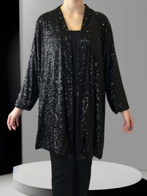 Mega Glam Παγιέτα Ζακέτα για Plus Size Σιλουέτες<br/><small class="dmm_sku">Κωδικός προϊόντος: 8752-μαυρο</small>