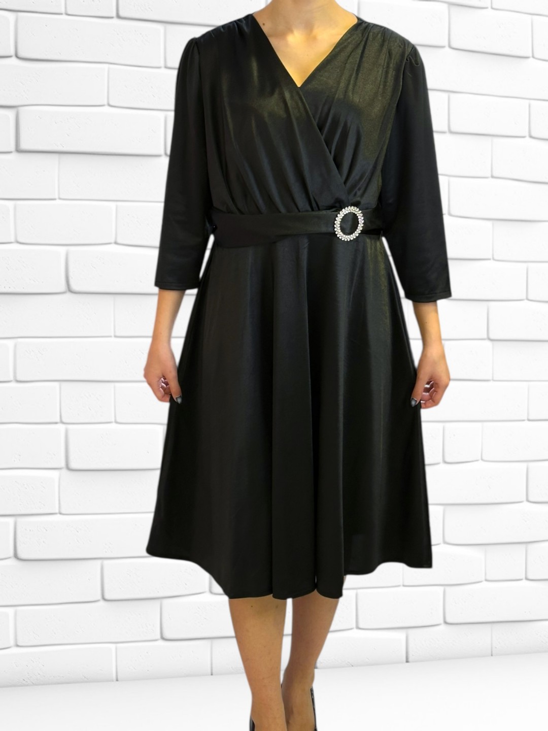 Elegant Κρουαζέ Αμπιγιέ Φόρεμα με Πλαϊνή Λάμψη Στρας