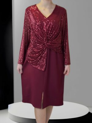 Φόρεμα Παγιέτας με Minimal Bottom<br/><small class="dmm_sku">Κωδικός προϊόντος: 8783-μπορντο</small>