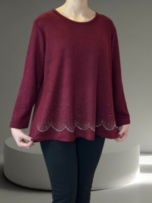 Μπλούζα με Στρας στο Τελείωμα<br/><small class="dmm_sku">Κωδικός προϊόντος: 8814-μπορντο</small>