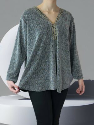 Σαγηνευτική Lurex Μπλούζα με Εντυπωσιακό Ντεκολτέ<br/><small class="dmm_sku">Κωδικός προϊόντος: 8815-γκρι</small>